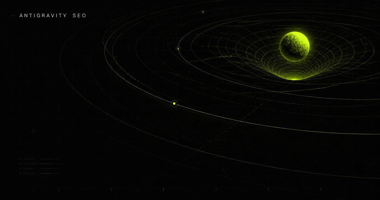 Antigravity SEO orbital diagram — skills, agents and commands revolving around a single registry